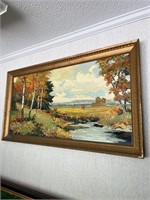 Vtg. Fall Landscape Painting by J. C. Herron