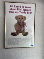 Vtg. "I Learned From My Teddy Bear" Framed Poste