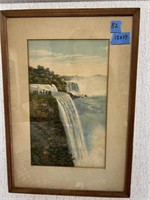 Antiq. Handcolored Print of Waterfalls