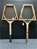 2 Vtg. Wilson Wood Tennis Rackets/Presses: Chris…