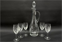 Glass Decanter & Goblet Set