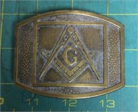 Masonic brass belt buckle