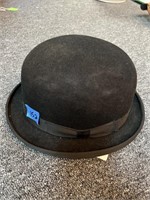Antiq. Black Bowler Hat-Small Sz.