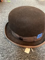 Antiq. Brown Bowler Hat-Small Sz.