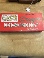 Vtg. Bakelite Dominoes, Box Set Dragon Dominoes &