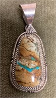 Sterling and bouler turquoise pendant
