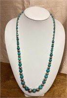 Sterling and turquoise bead necklace