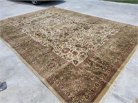 Large Hand Woven Agra Rug mostly green