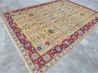 Hand Woven yellow & red rug