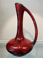 Mid Century Blue Mountain Style Red Vase
