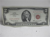 1963 Red Seal Two Dollar Bill Pictured