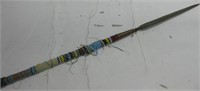 41" Long Vtg Metal Spear W/Beaded Handle