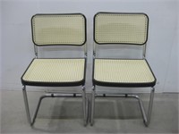 Two 18"x 18"x 32" Plastic & Chrome Dining Chairs