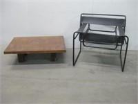 37"x 27"x 11" Vtg Wood Table & Vinyl Chair Shown