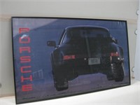 37"x 22" Framed 1989 Porsche Poster W/Glass
