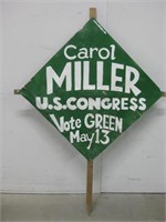 33"x 45" Vtg Carol Miller Cardboard Campaign Sign