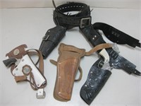 Vtg Toy Cap Guns & Holsters Shown See Info