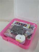 14"x 14"x 3" Container W/Beads & Jewelry Parts