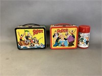 Pair of Popeye Metal Lunch Boxes - 1 Thermos