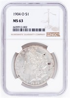 Coin 1904-O Morgan Silver Dollar,NGC MS63