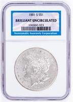 Coin 1881-S Morgan Silver Dollar NGC BU
