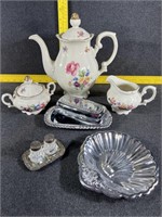 Bavaria Tea Set and Silver Plated Butter Dish