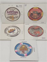 Five Collectors VTG Casino Chips, Mixed