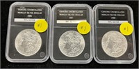 (3) PCS Slabbed Morgan Dollars 1886-87-1900