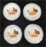 (4) 2015 Australia 1oz. Goat Coins