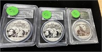 (3) PCGS 2013 & 2016 MS70 Silver 99.9 Pandas