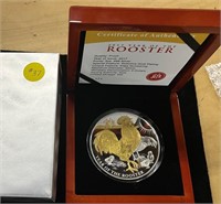 5 oz. Year of Rooster in Box 999 w/ Gold Plating