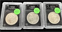 (3) Slabbed Morgan Silver Dollars 1900-01-02