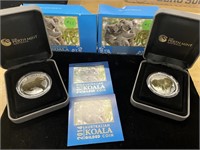 (2) Australia Koala Gilded 1oz Silver in Boxes