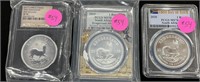 (3) Slabbed Kugerran 1oz MS70 Coins