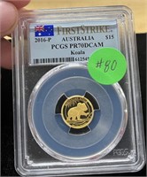 Gold 2016 Australia $15 1/10oz PR70DCAM