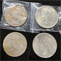 (4) U.S. 1923 Silver Peace Dollars