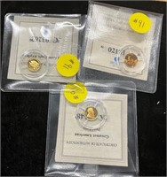 (3) Small Gold Coins 1.5 Grams Total, see below
