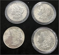 (4) U.S. Morgan Silver Dollars 1886-96-1921-21