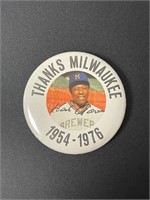 Hank Aaron Thanks Milwaukee Pin