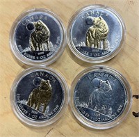 (4) Canada 2011 Wolves 1oz 999