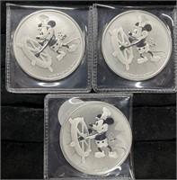 (3) 2017 Disney Mickey Mouse 1oz 999 $2