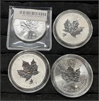 (4) Canada Maple Leaf 1oz 999 2015-16