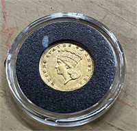 Gold U.S. 1857 $1 Coin Nice Condition
