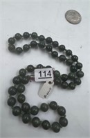 20" Jade beaded necklace with threaded screw clasp