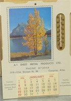 1956 6.25x8.75 advertising calendar/thermometer
