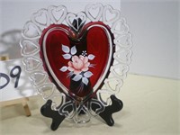 Floral Rose Westmoreland Glass, Heart Plate