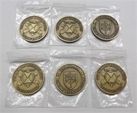 6 U.S. Military Brass Challenge Coins