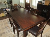 Wood Dining Table & 6 Matching Chairs