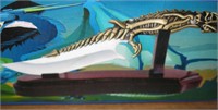 NIB 9" Decorative Dragon Knife & Display