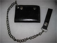 Blk Leather Biker wallet w/ Chain